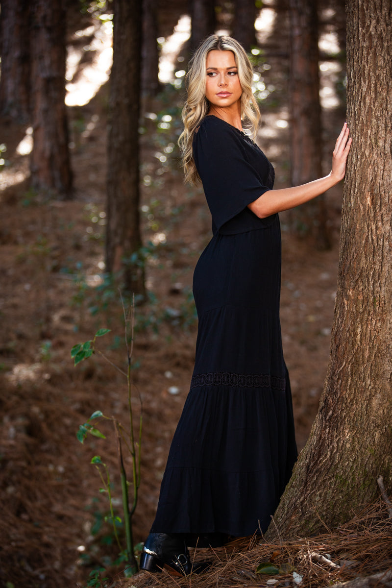 Cowgirl Maxi Dress - Black Native Hearts Cowgirl Maxi Dress - Black Native Hearts