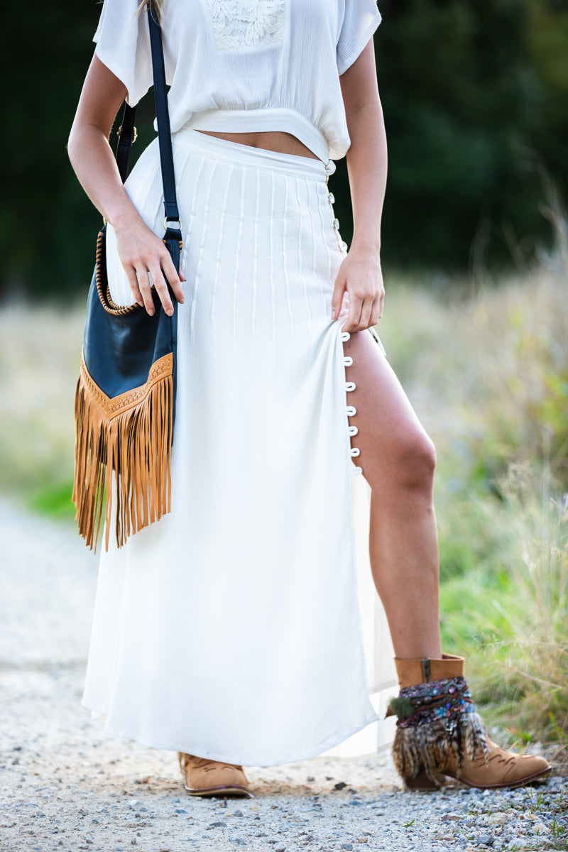 Pin Tuck Maxi Skirt - Ivory