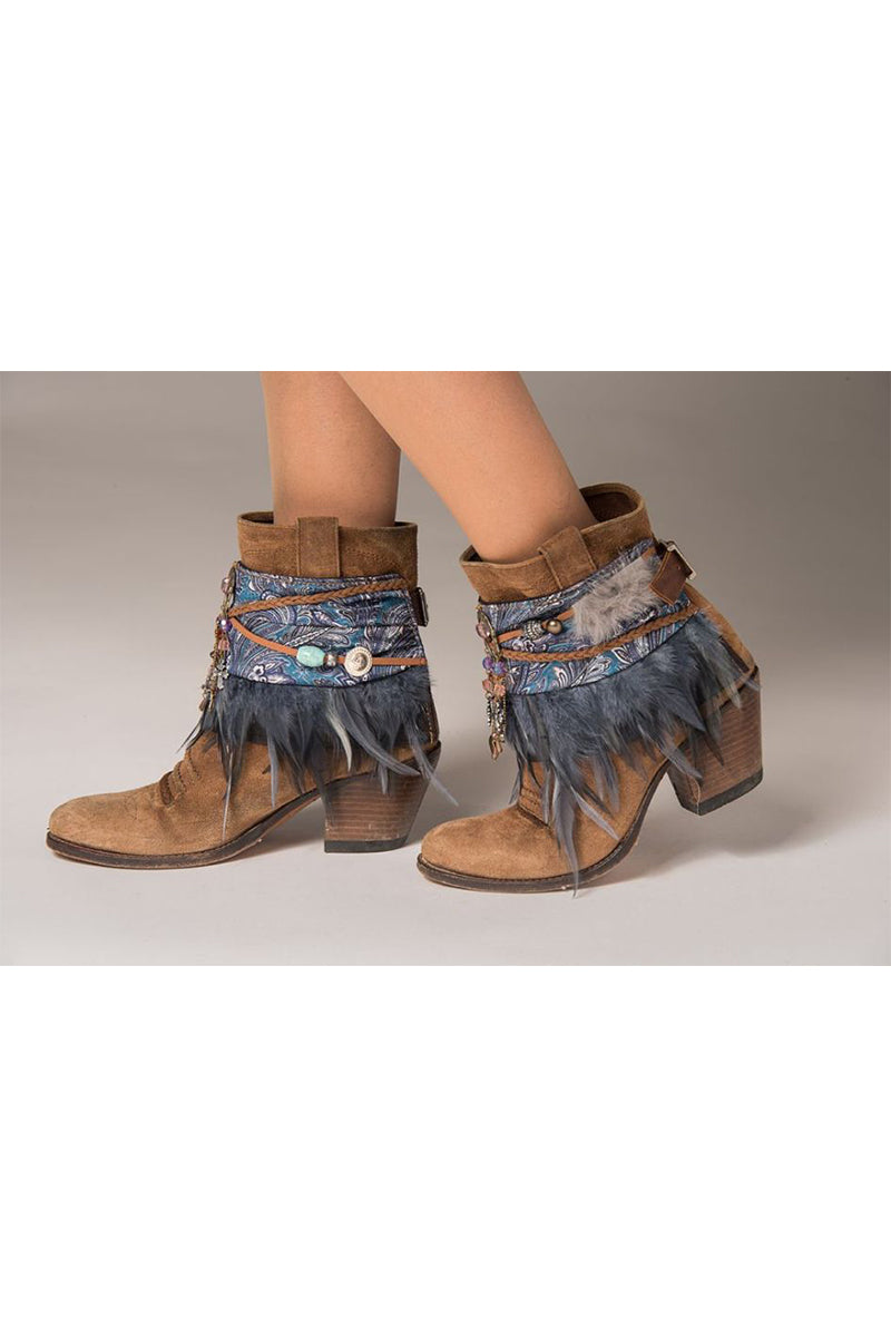 Blue Feather Boot Cuffs