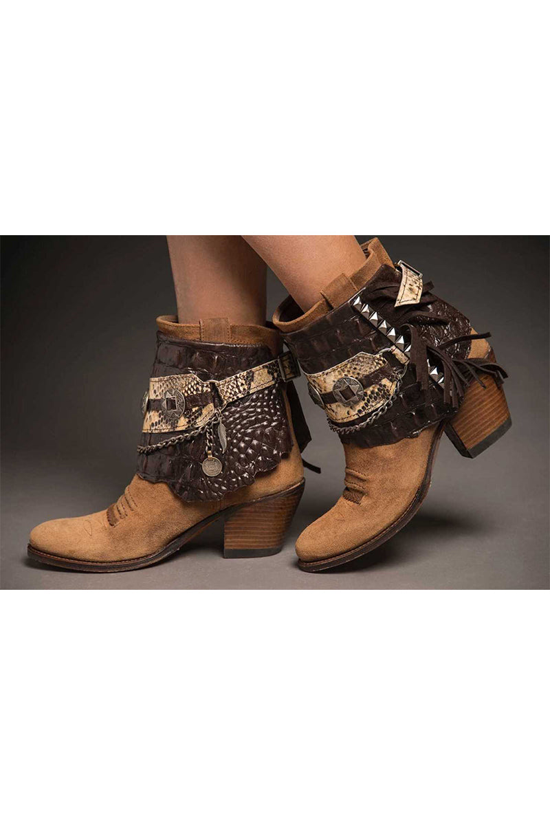 Croc Leather Boot Cuffs