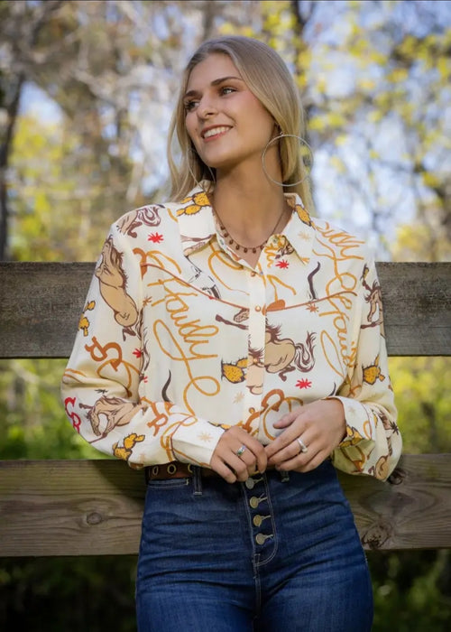 Howdy button down shirt