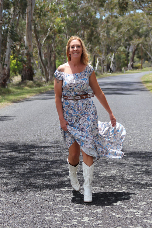 Paisley print mexi dress