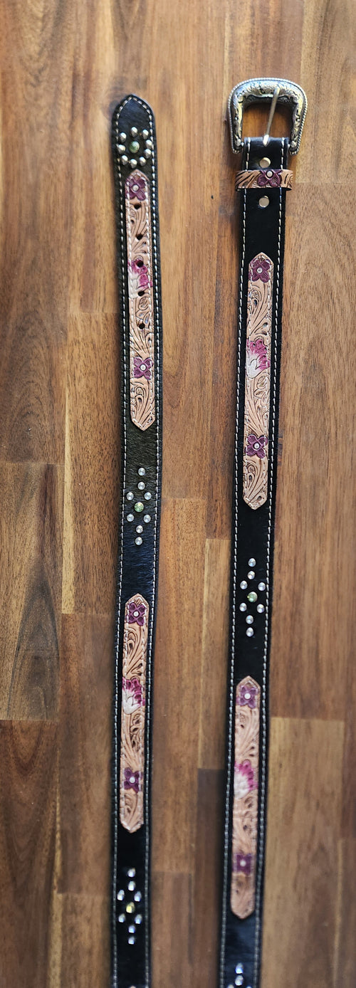 Purple multi leather belt