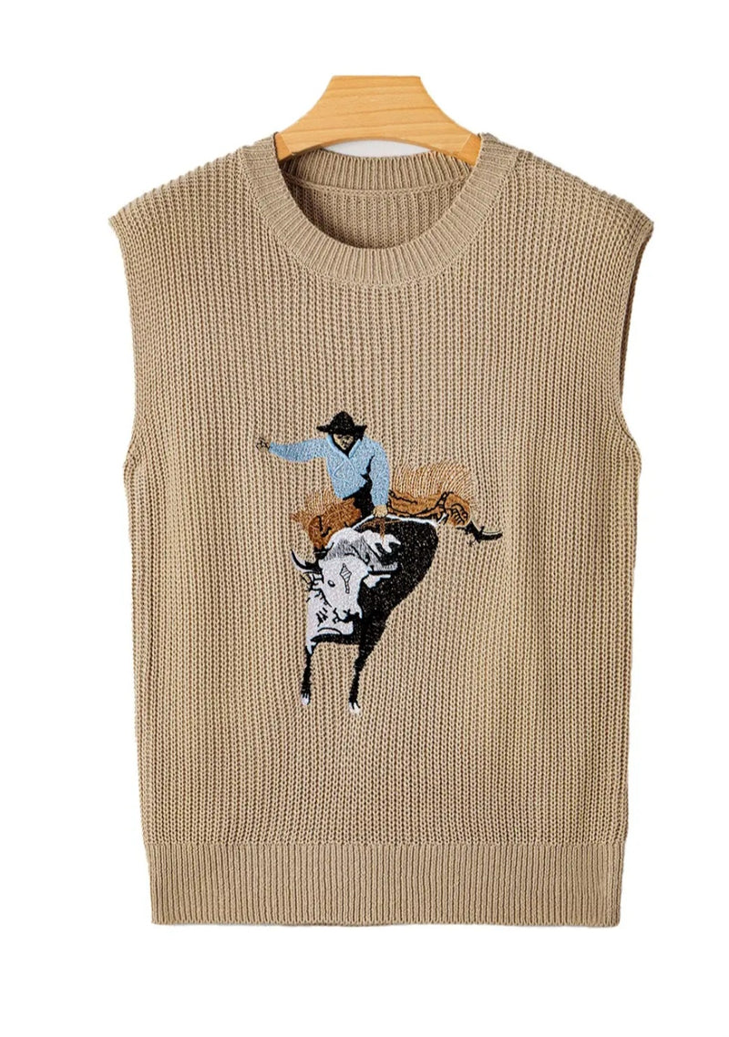 Bucking bull knit vest