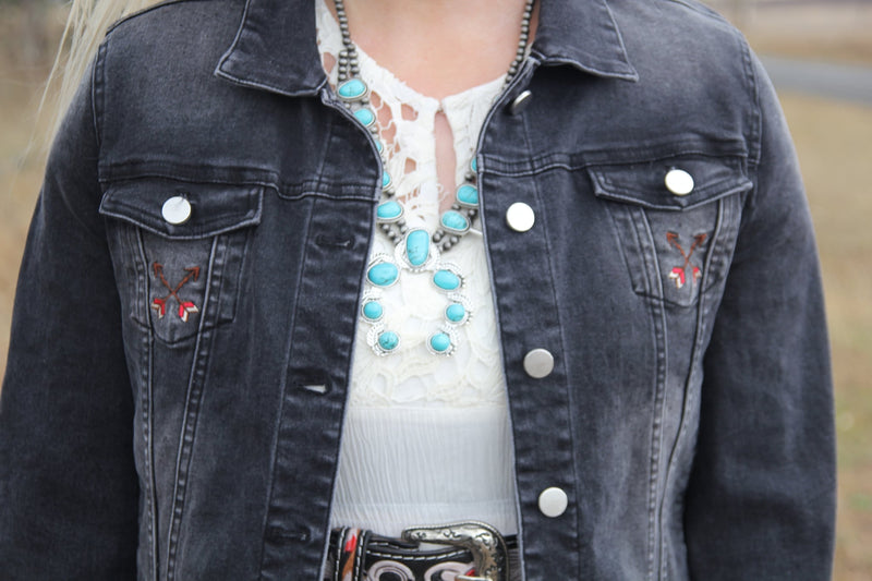 Black wash denim jacket