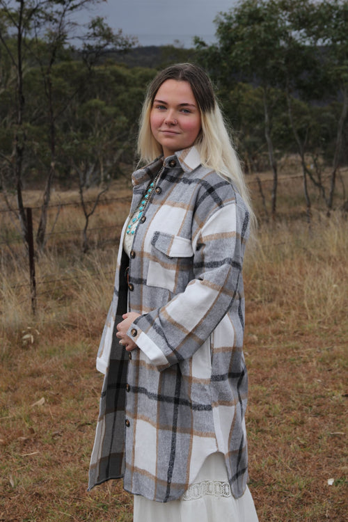 Long plaid shacket