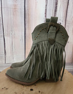 Faux suede boots -sage