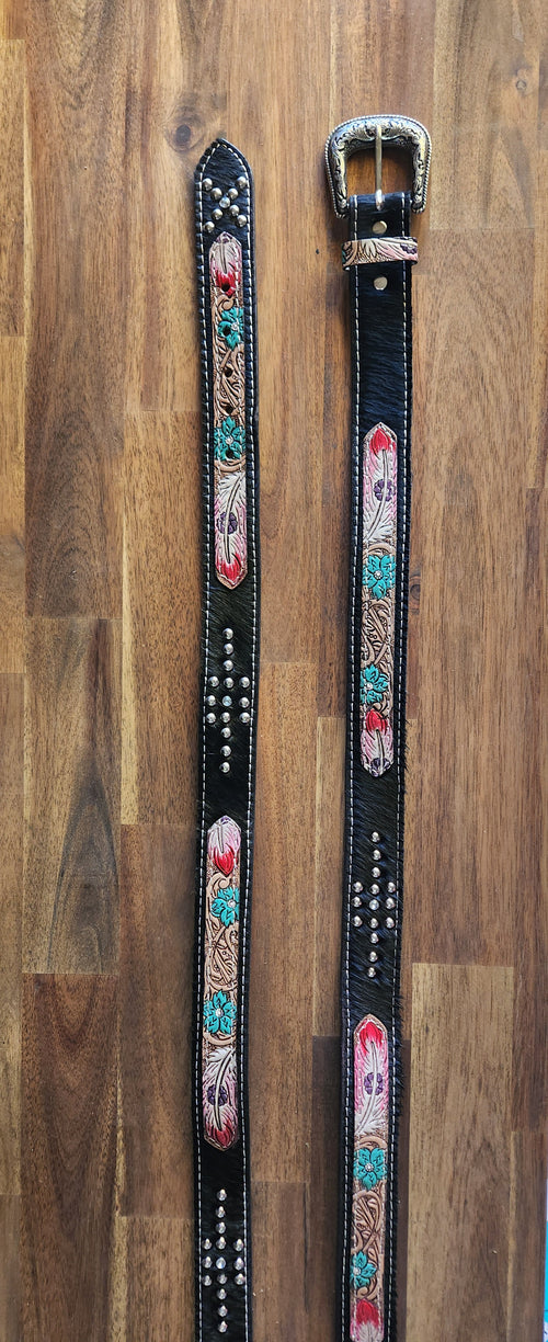 Cow hide leather belt