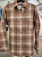 Lined plaid shacket-brown