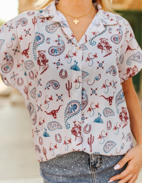 Plus size Western paisley print top