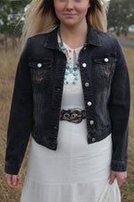 Black wash denim jacket