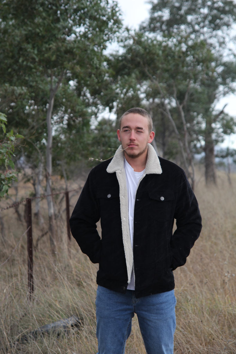Corduroy Sherpa Jacket Black