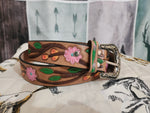 Floral leather belt