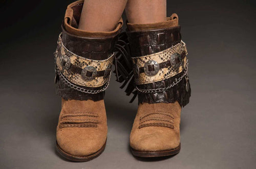 Croc Leather Boot Cuffs