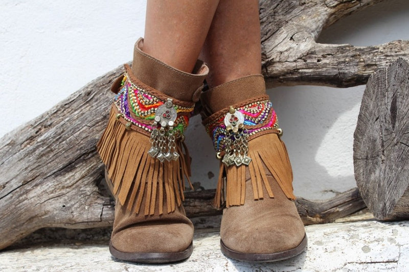 Rainbow Leather Boot Cuffs